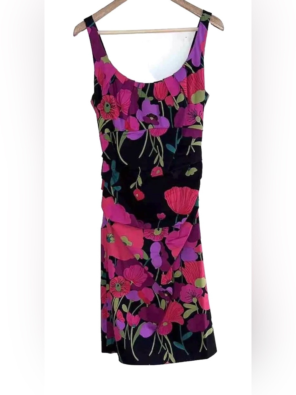 Suzi Chin For Maggy Boutique black/pink/purple Floral Dress Women’s Size 8